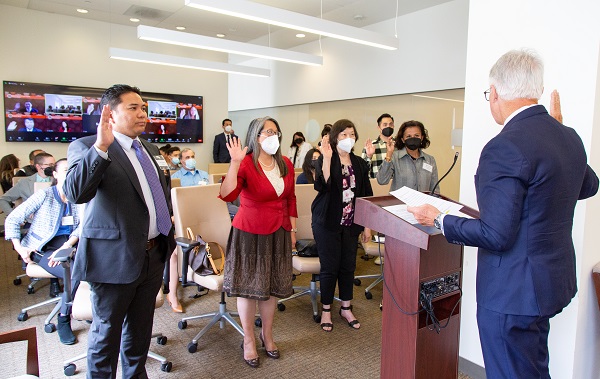 Photograph of District Attorney Gascon Swearing in AAPI Advisory Board