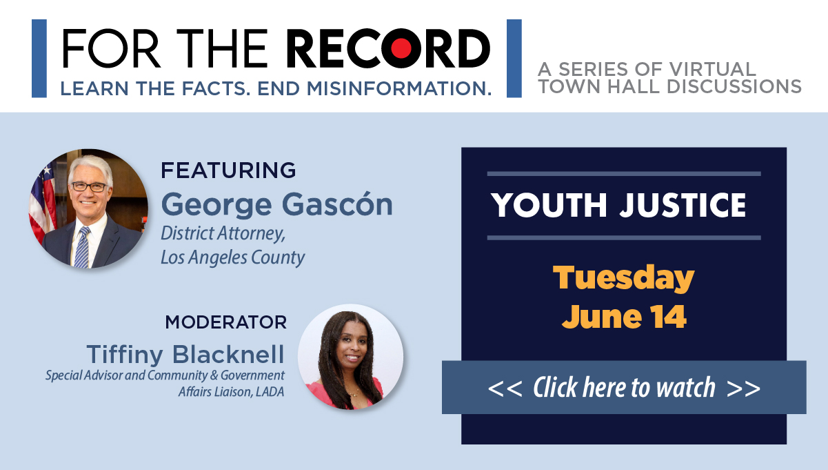 For the Record Town Hall Click here to watch Youth Justice video