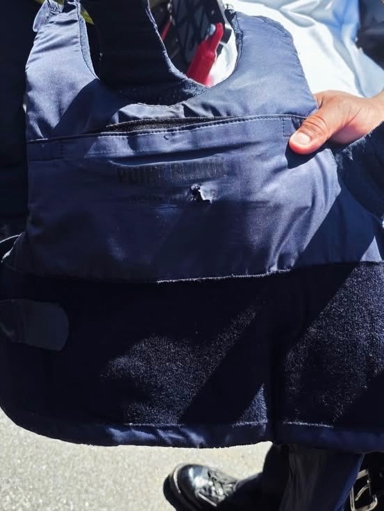 Bullet proof vest bullet hole