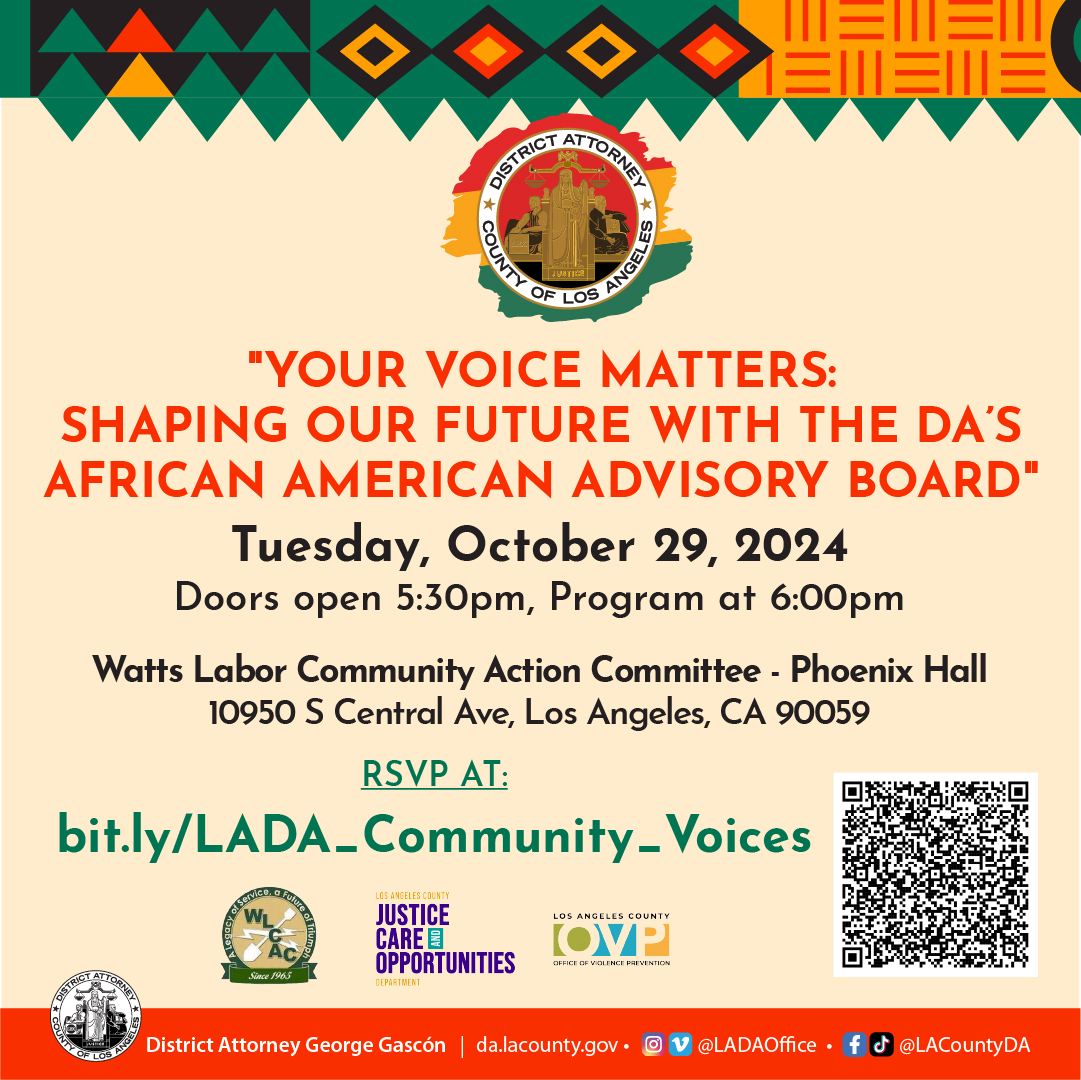 Your Voice Matters:  Shaping Our Future with the DA's African American Advisory Board