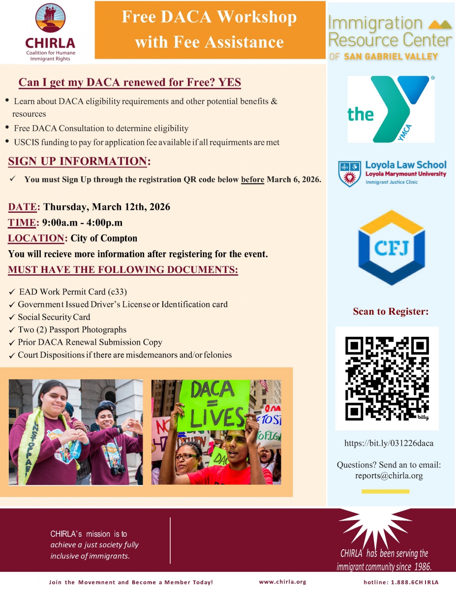 Free DACA Workshop with Fee Assistance 031226
